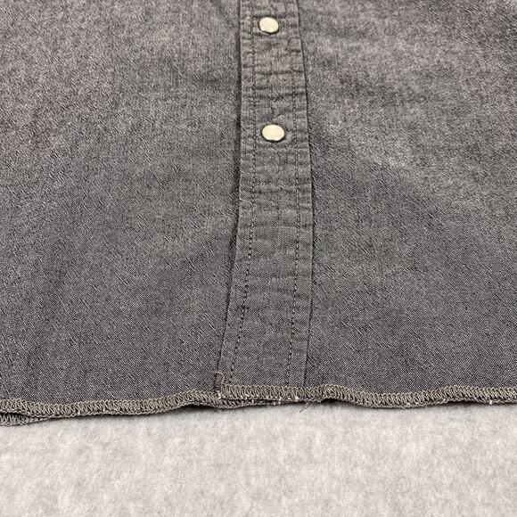 Deus Ex Machina Shirt Mens S Grey Long Sleeve Chambray Pearl Snap Moto Work - Picture 3 of 15